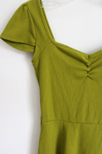 Chartreuse Green Ribbed Dress | S