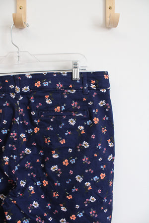 St. John's Bay Navy Floral Capri Pants | 10