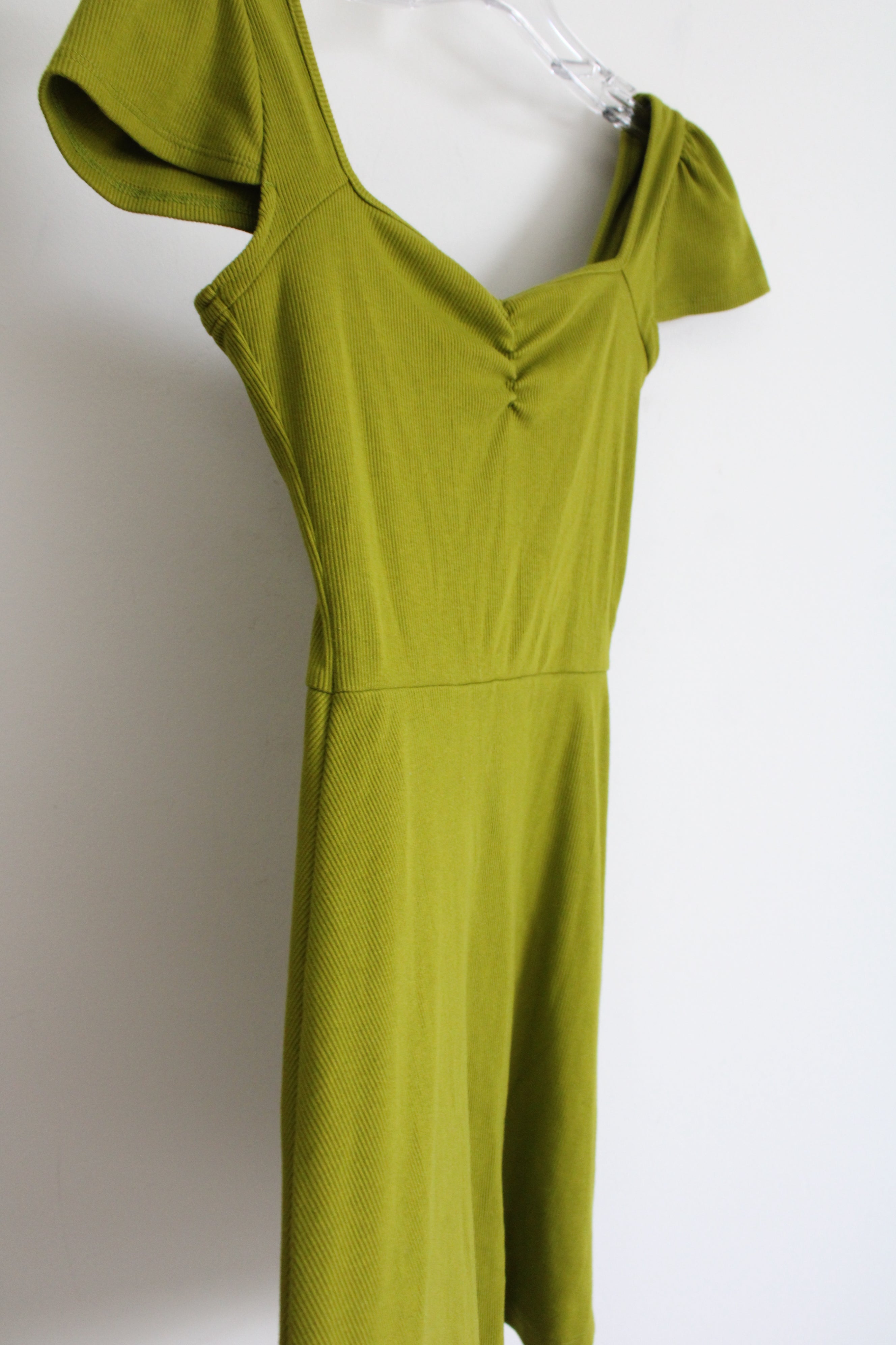 Chartreuse Green Ribbed Dress | S