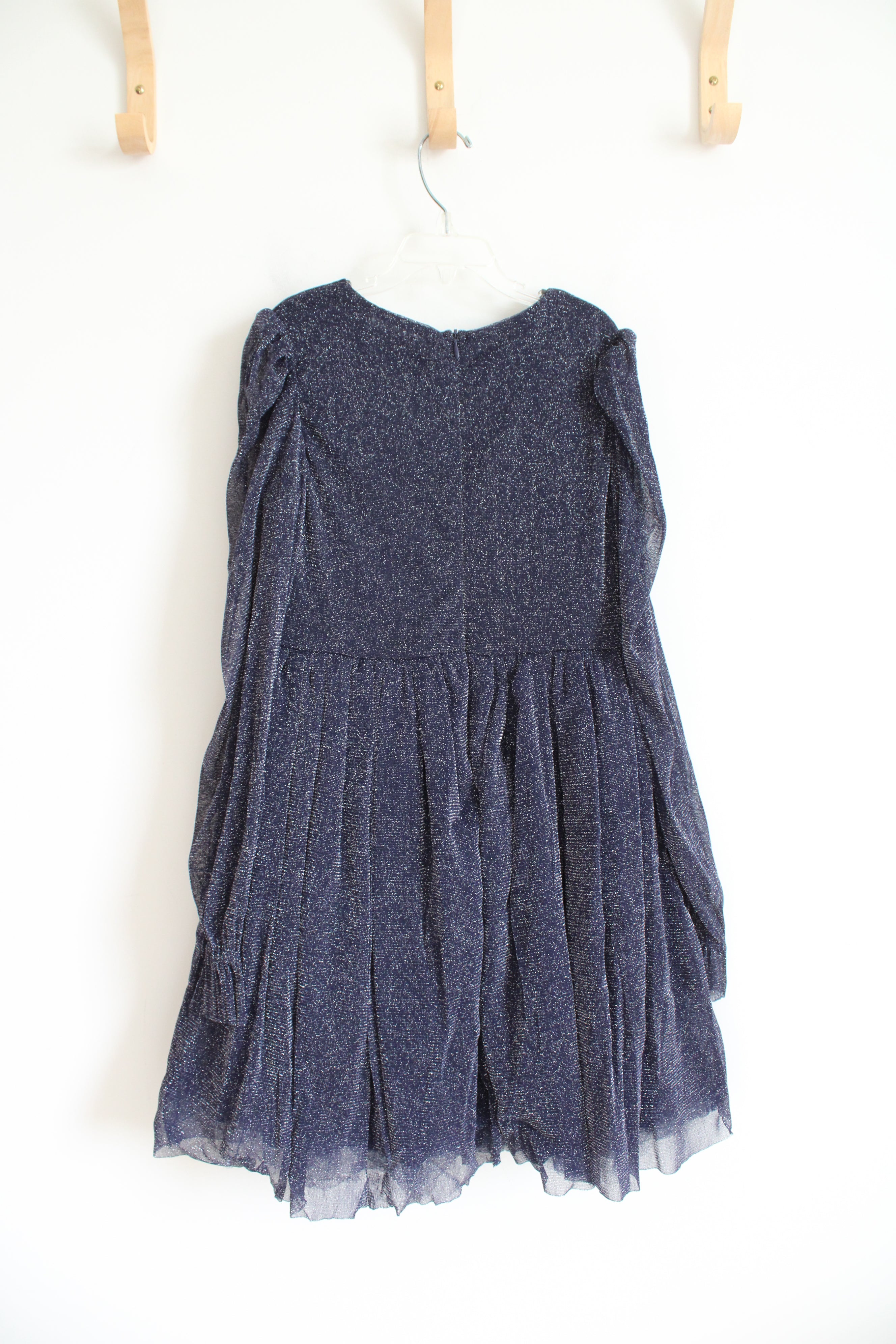 Shein Teen Navy Silver Shimmer Sheer Sleeved Dress | Youth 12/13