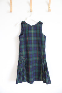 Lands' End Green & Navy Tartan Plaid Dress | Youth 12