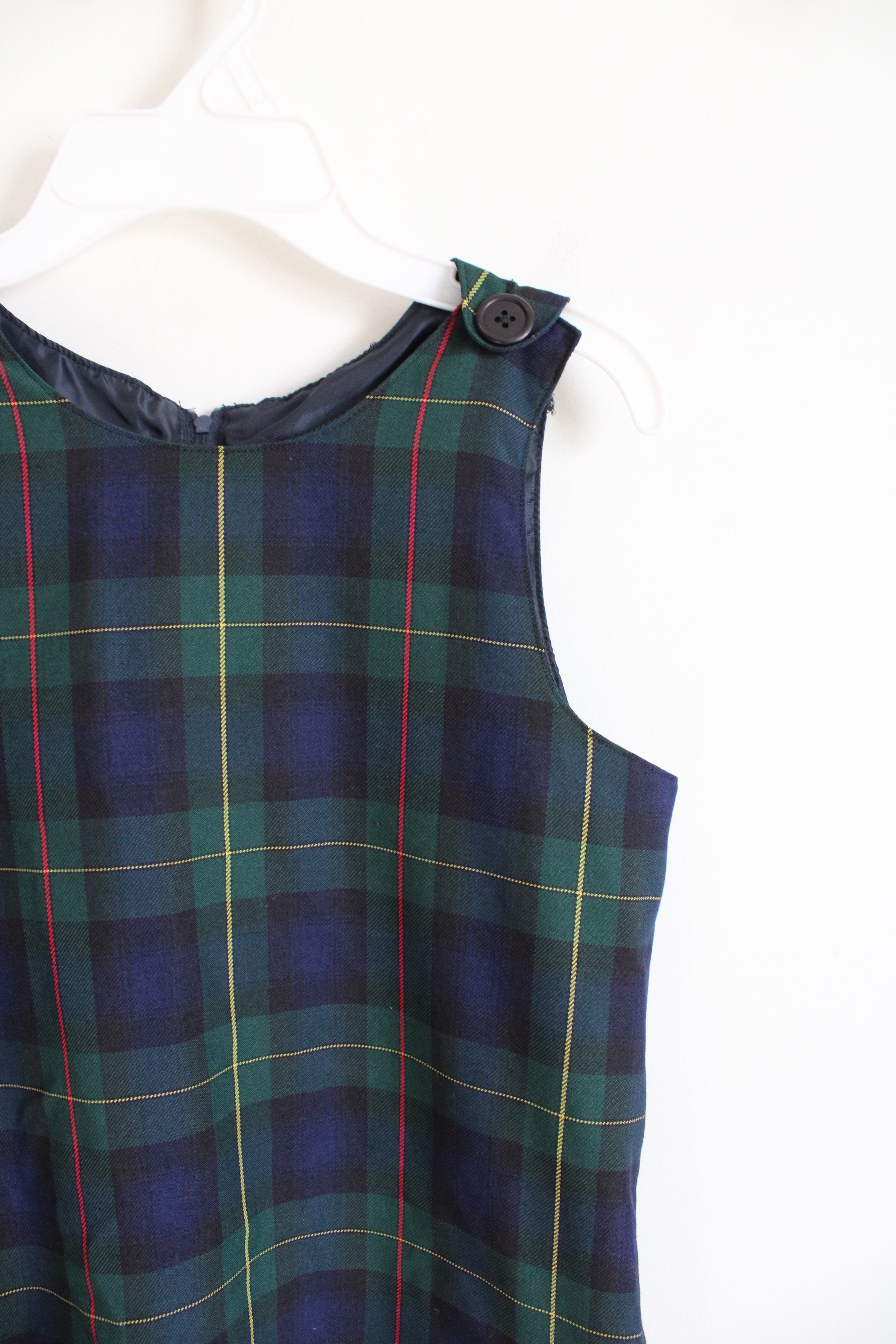 Lands' End Green & Navy Tartan Plaid Dress | Youth 12