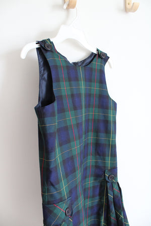 Lands' End Green & Navy Tartan Plaid Dress | Youth 12