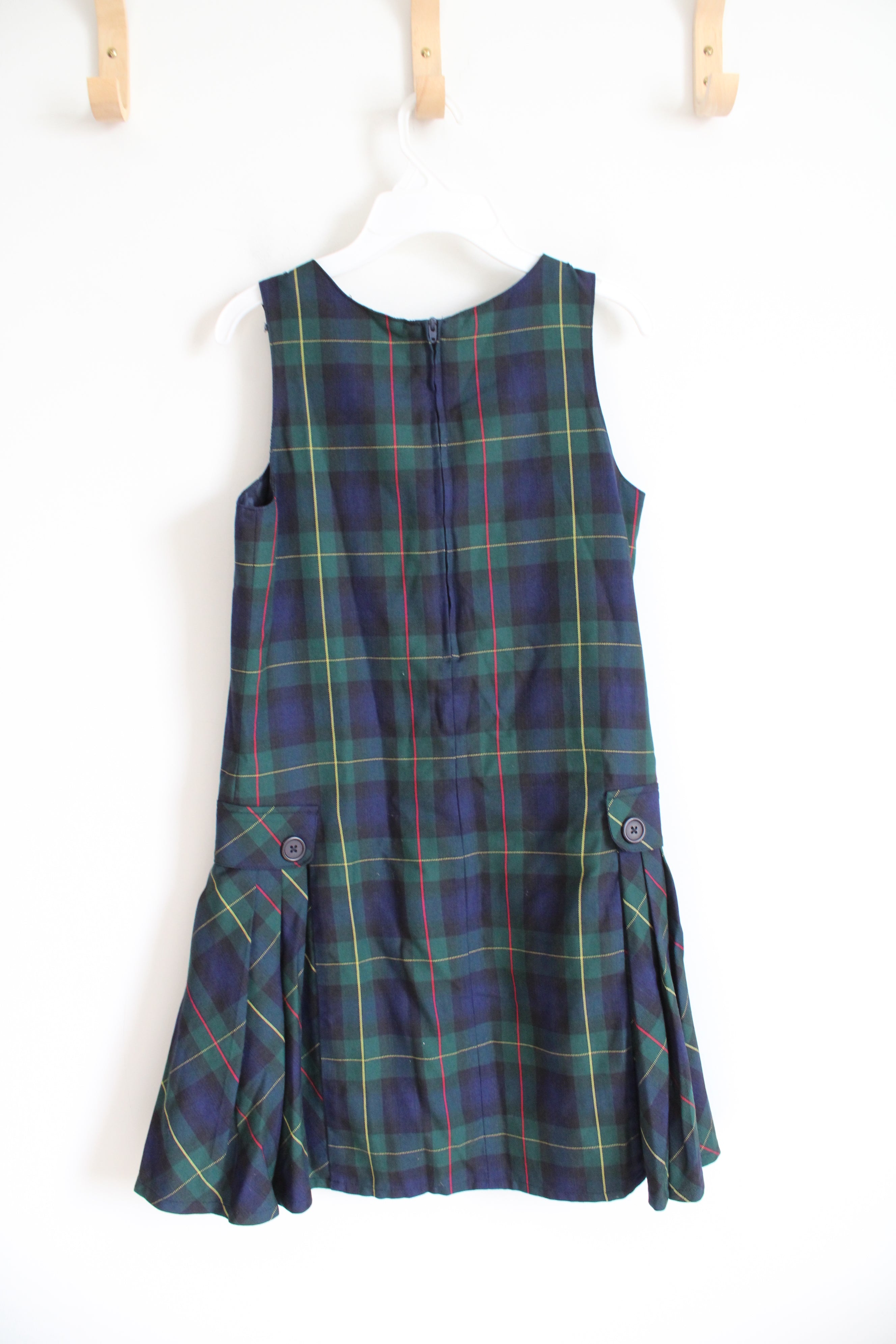 Lands' End Green & Navy Tartan Plaid Dress | Youth 12