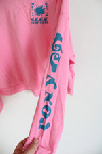 NEW Roxy Surf Soul Pink Cropped Long Sleeved Shirt | Youth L (12)