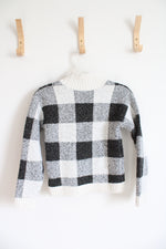 NEW Cat & Jack Black & White Plaid Shimmer Mock Neck Sweater | Youth 7/8 (M)