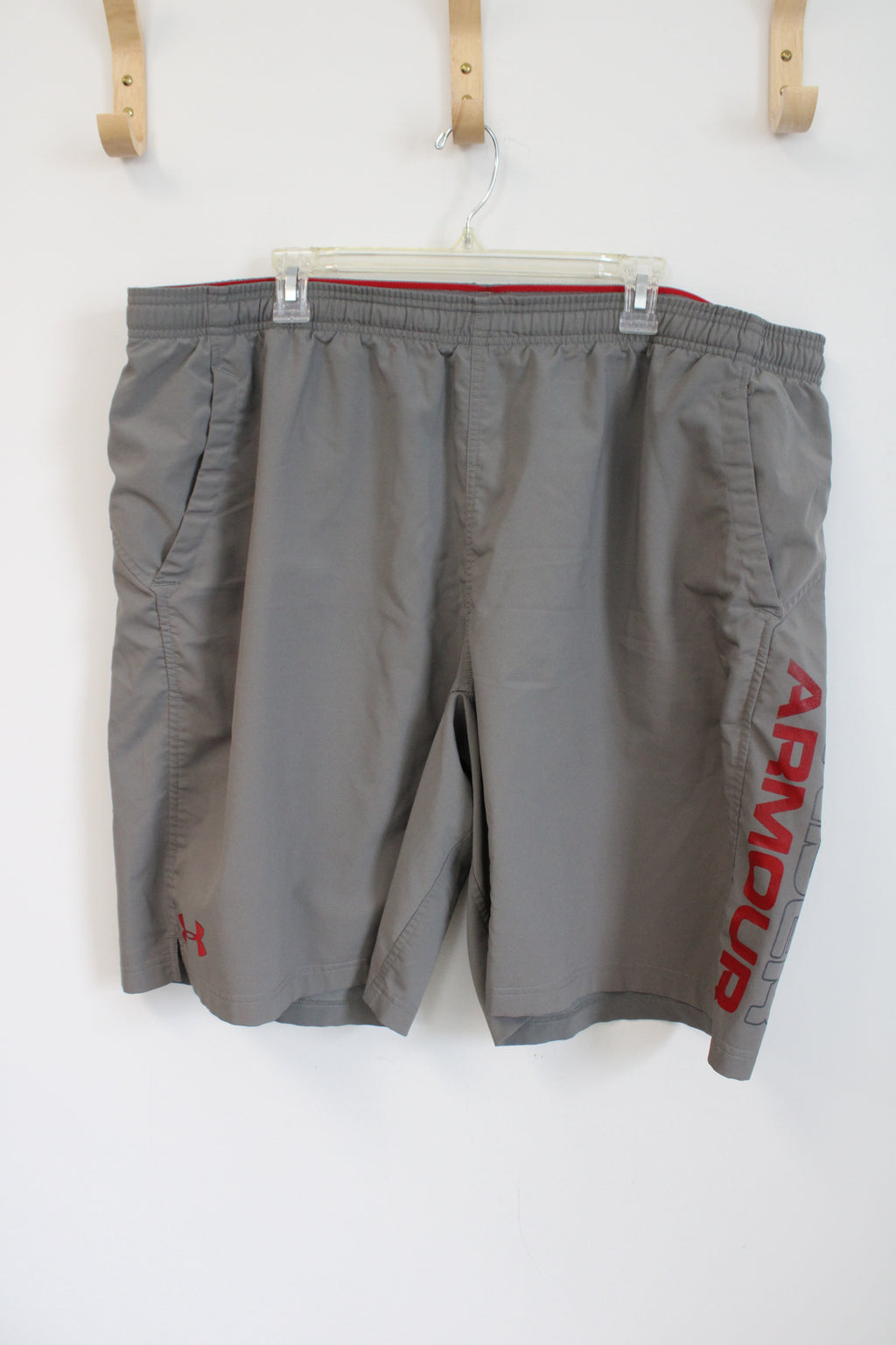 Under Armour Gray & Red Athletic Shorts | 3XL