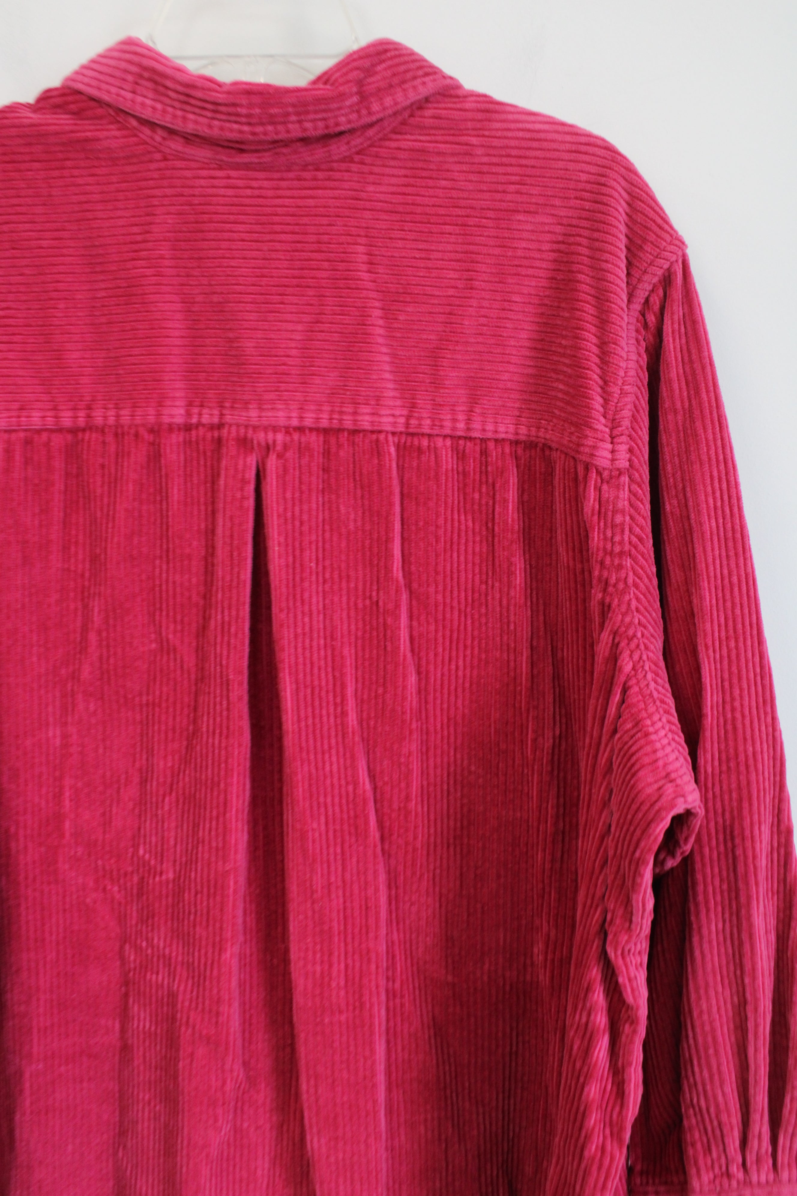 Roaman's Pink Corduroy Button Down Top | 2X