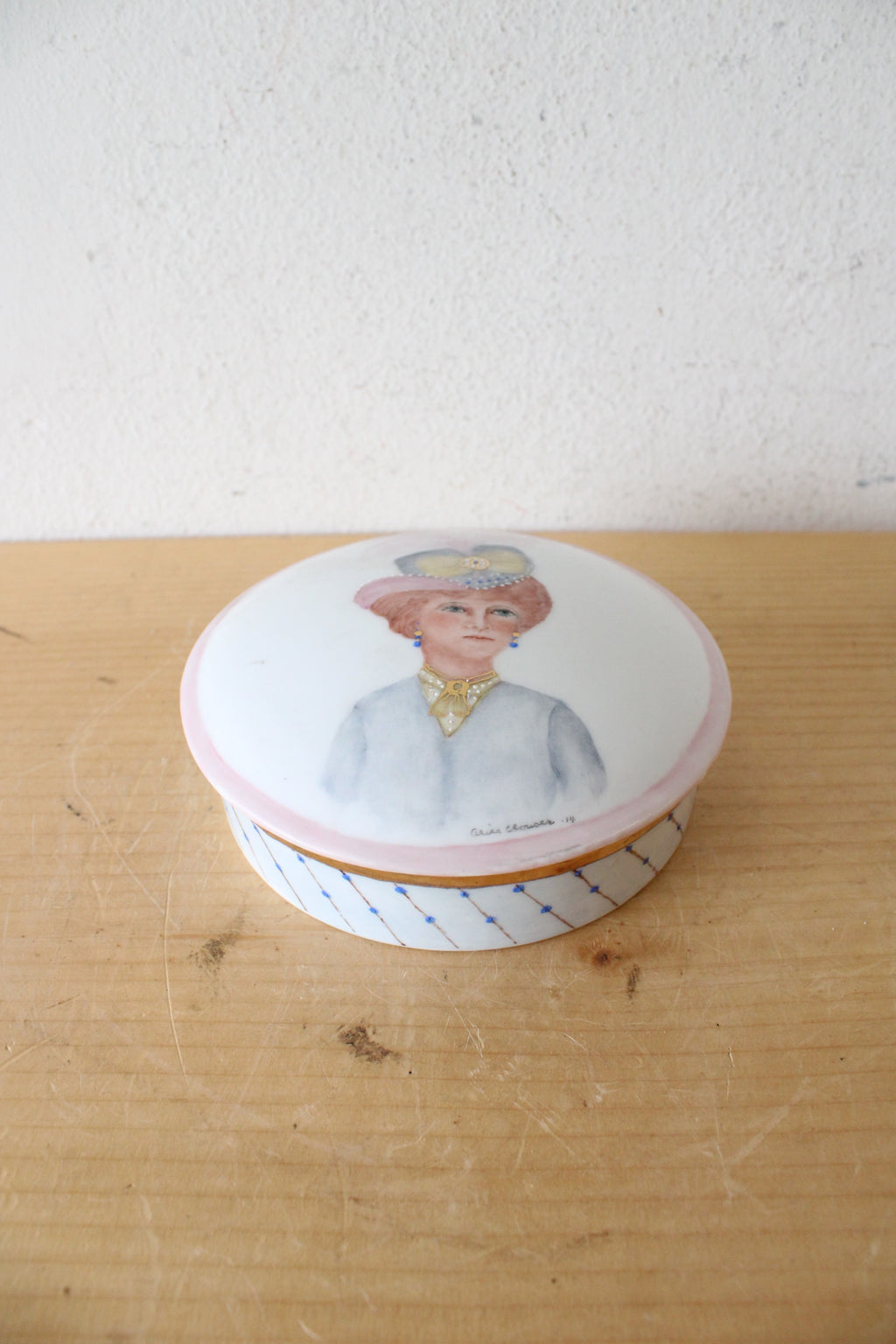 Alice Clouser Hand Painted Woman Trinket Dish