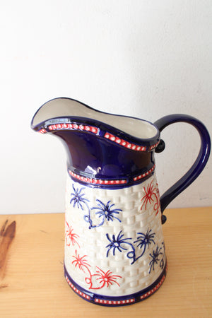 Temptations Red White & Blue Floral Lace Fireworks Pitcher