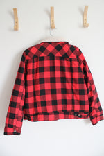 Funky Tribe Outerwear Red & Black Buffalo Plaid Sherpa Lined Jacket | Youth M