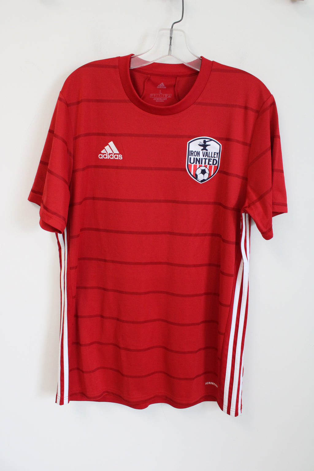 Adidas Iron Valley United Red Striped #9 Jersey Shirt | L