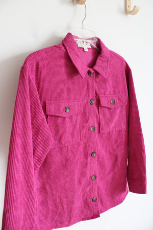 No Comment Pink Corduroy Button Down Shirt | Youth XL (16)