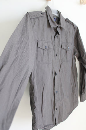 Gap Kids Green Gray Striped Button Down Shirt | XL (14/16