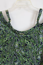 Michael Kors Green Patterned Cold Shoulder Top | S