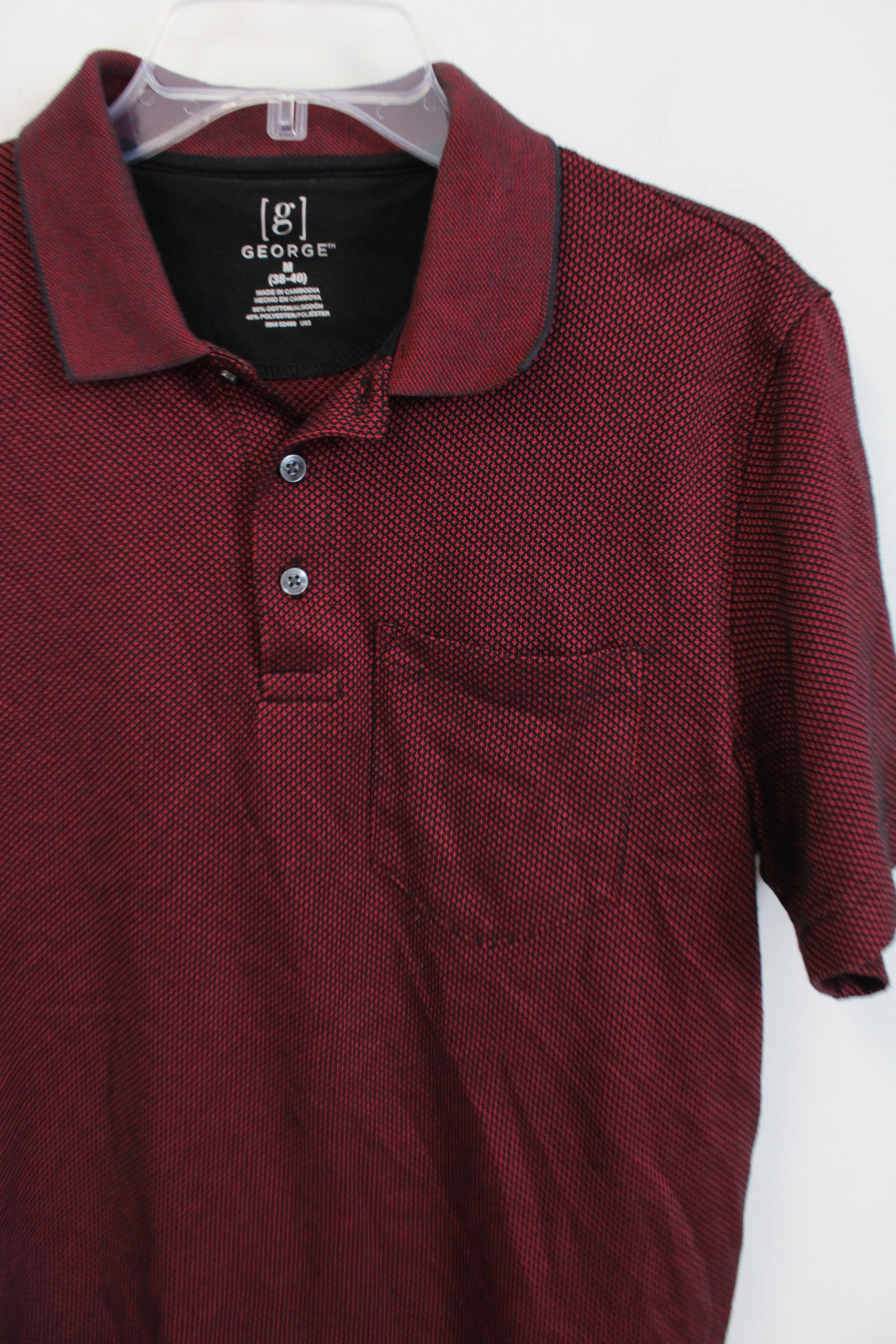 George Red & Black Patterned Polo Shirt | M (38-40)