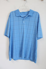 Croft & Barrow Performance Blue Black & White Plaid Polo Shirt | XXL