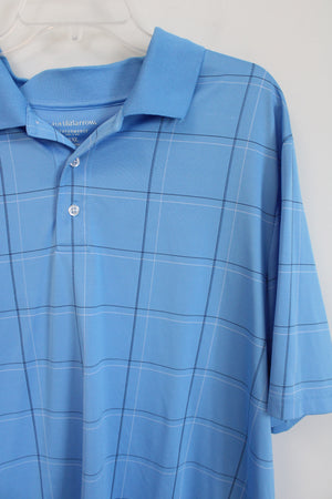 Croft & Barrow Performance Blue Black & White Plaid Polo Shirt | XXL