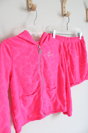 Betsy Johnson Hot Pink Textured Floral Hoodie & Shorts Set | Youth 10