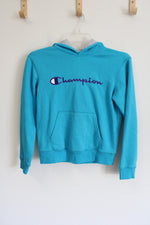 Champion Blue Logo Fleece Lined Hoodie | Youth L (14/16)