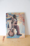 Signed JB Art Man & Guitar Painted 12X16" Canvas