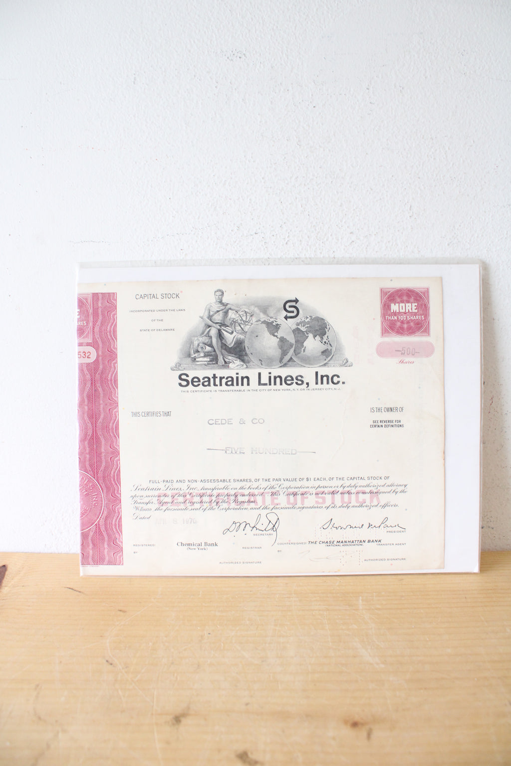 Seatrain Lines Inc. Stock Certificate