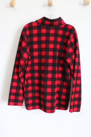 Children's Place Red Plaid Quarter Zip Fleece Pullover | Youth L (10/12