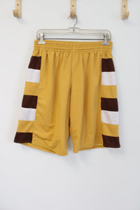 LetsPlaySports Mustard Yellow Brown Basketball Shorts | M