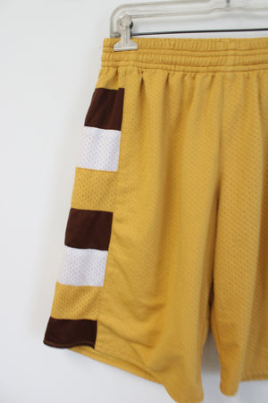 LetsPlaySports Mustard Yellow Brown Basketball Shorts | M