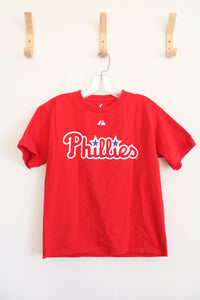 Majestic Red Phillies #8 Victorino Cotton Shirt | Youth L