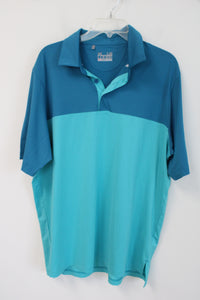 Under Armour Loose Fit Blue Color Blocked Polo Shirt | L