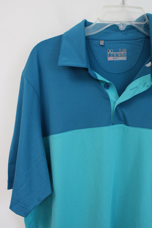 Under Armour Loose Fit Blue Color Blocked Polo Shirt | L