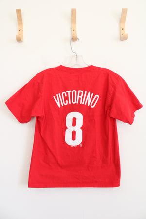 Majestic Red Phillies #8 Victorino Cotton Shirt | Youth L