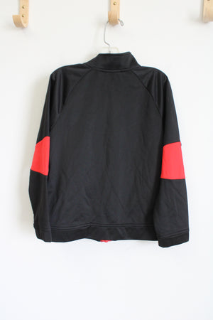 Athletic Works Black & Red Lightweight Zip Up Jacket | Youth S (6/7)