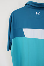 Under Armour Loose Fit Blue Color Blocked Polo Shirt | L