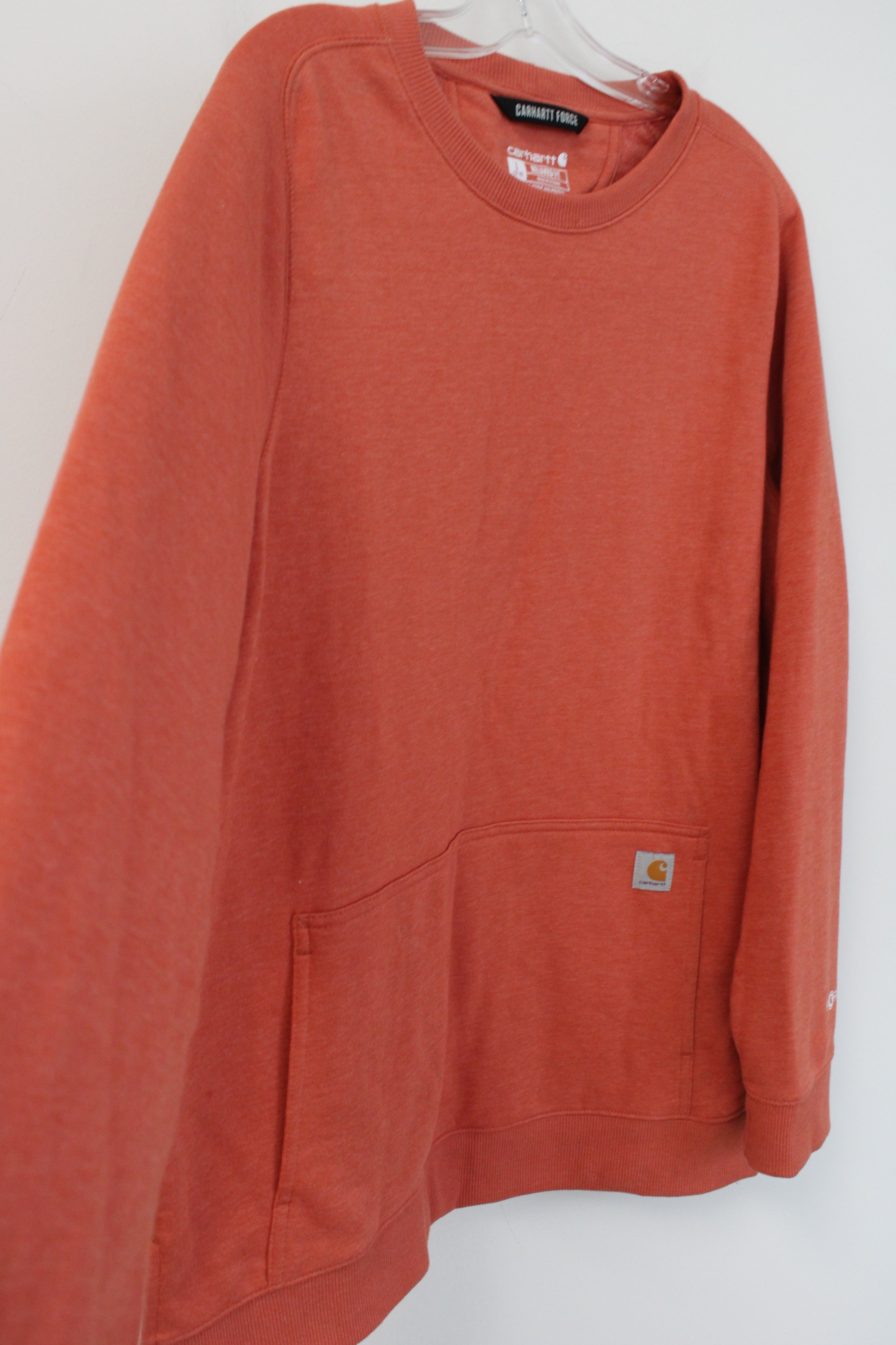 Carhartt Force Relaxed Fit Orange Fleece Lined Pullover Sweatshirt | L