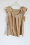 NY Collection Tan Pleated Top | S
