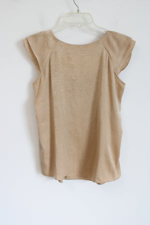 NY Collection Tan Pleated Top | S