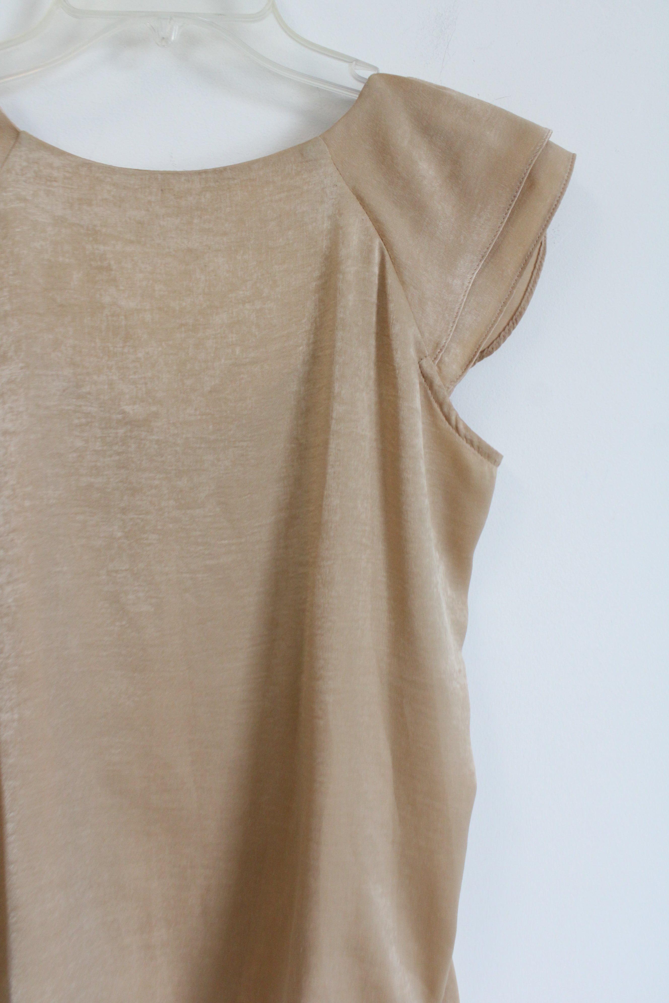 NY Collection Tan Pleated Top | S