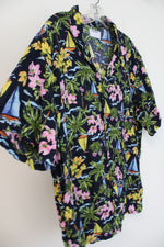 Old Navy Blue Floral Hawaiian Button Down Shirt | L