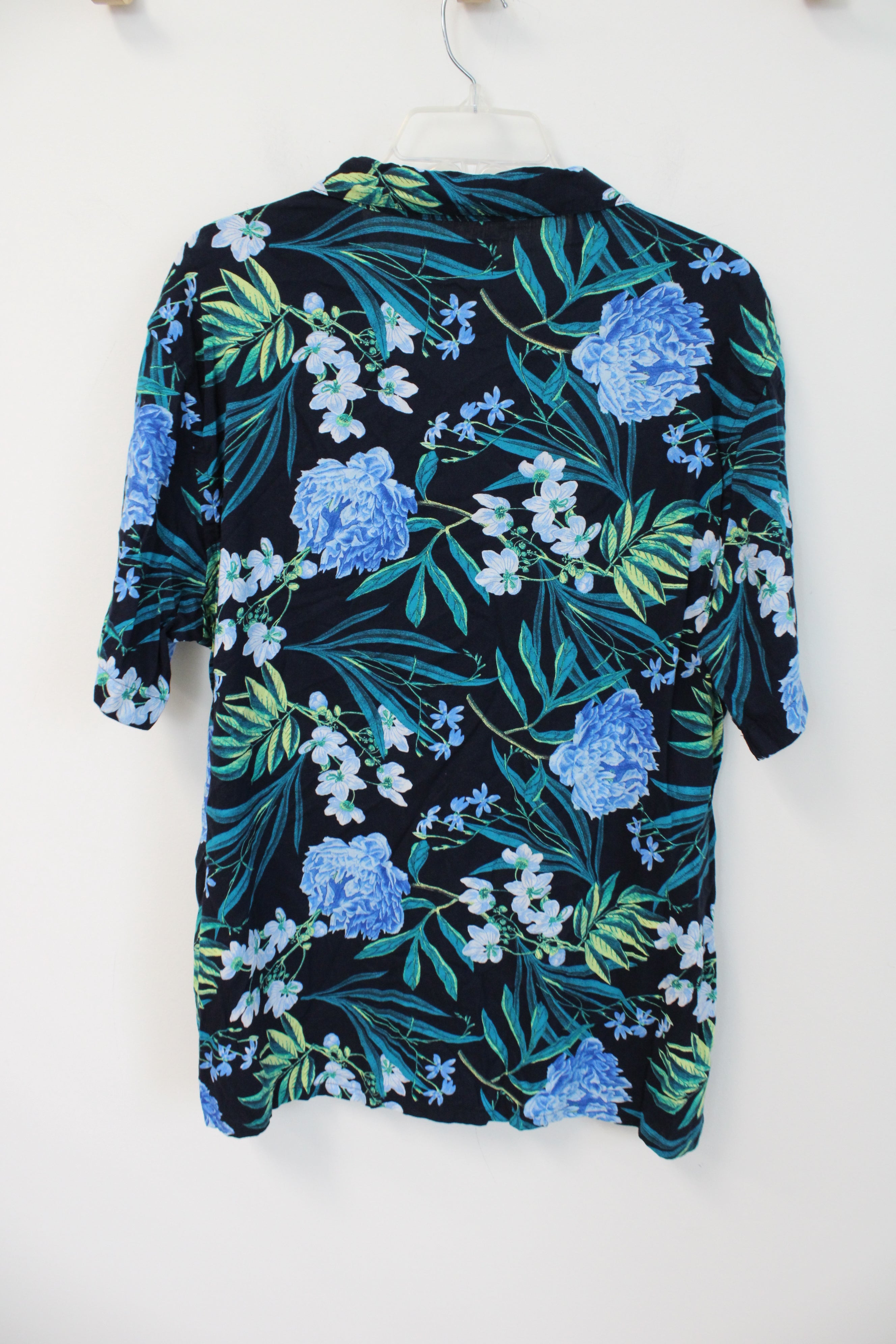 Old Navy Blue Floral Hawaiian Shirt | L