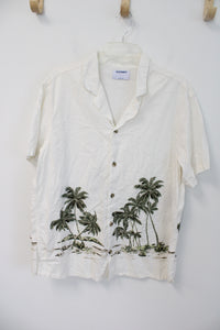 Old Navy White Tropical Shirt | L