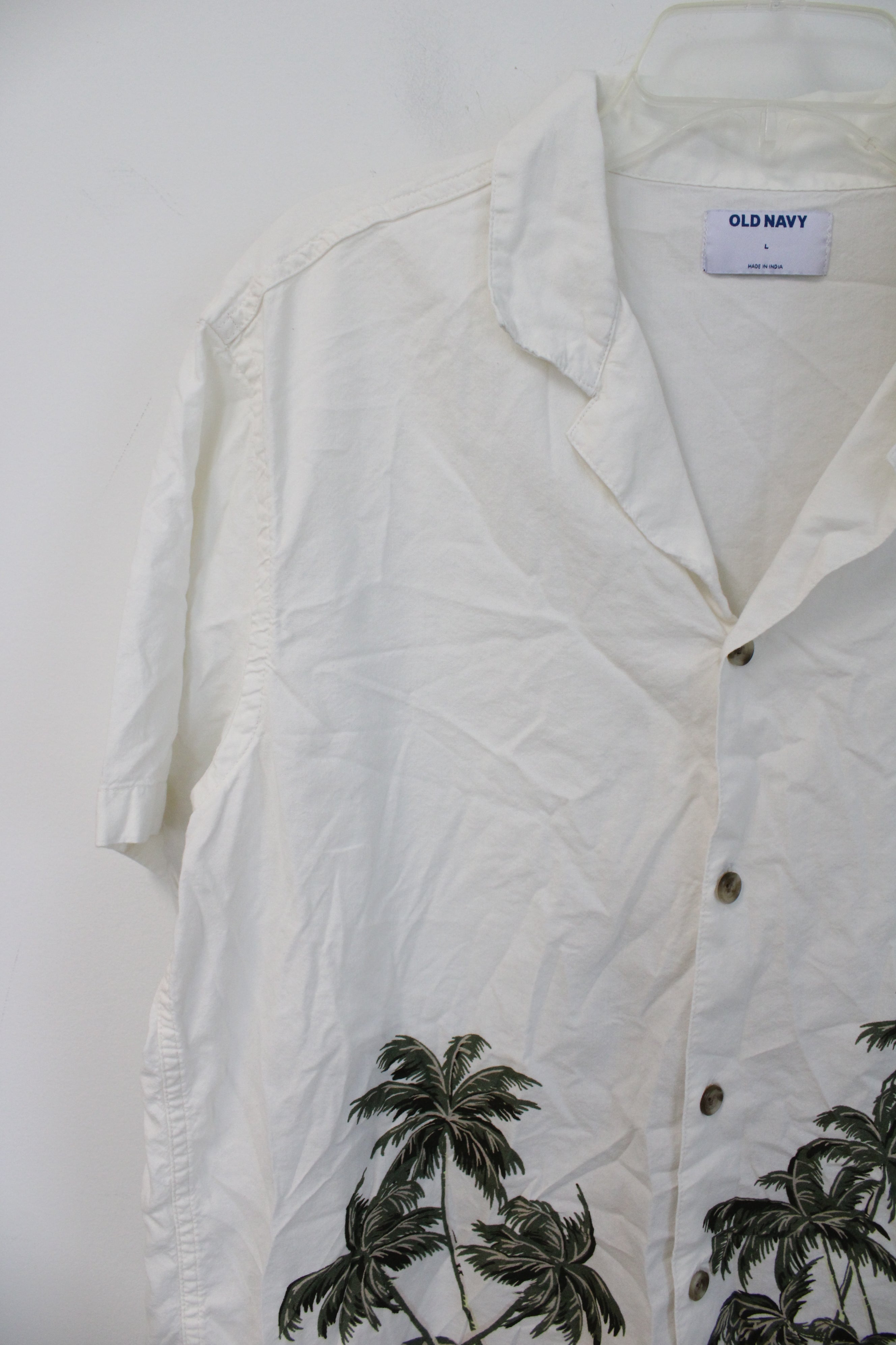 Old Navy White Tropical Shirt | L