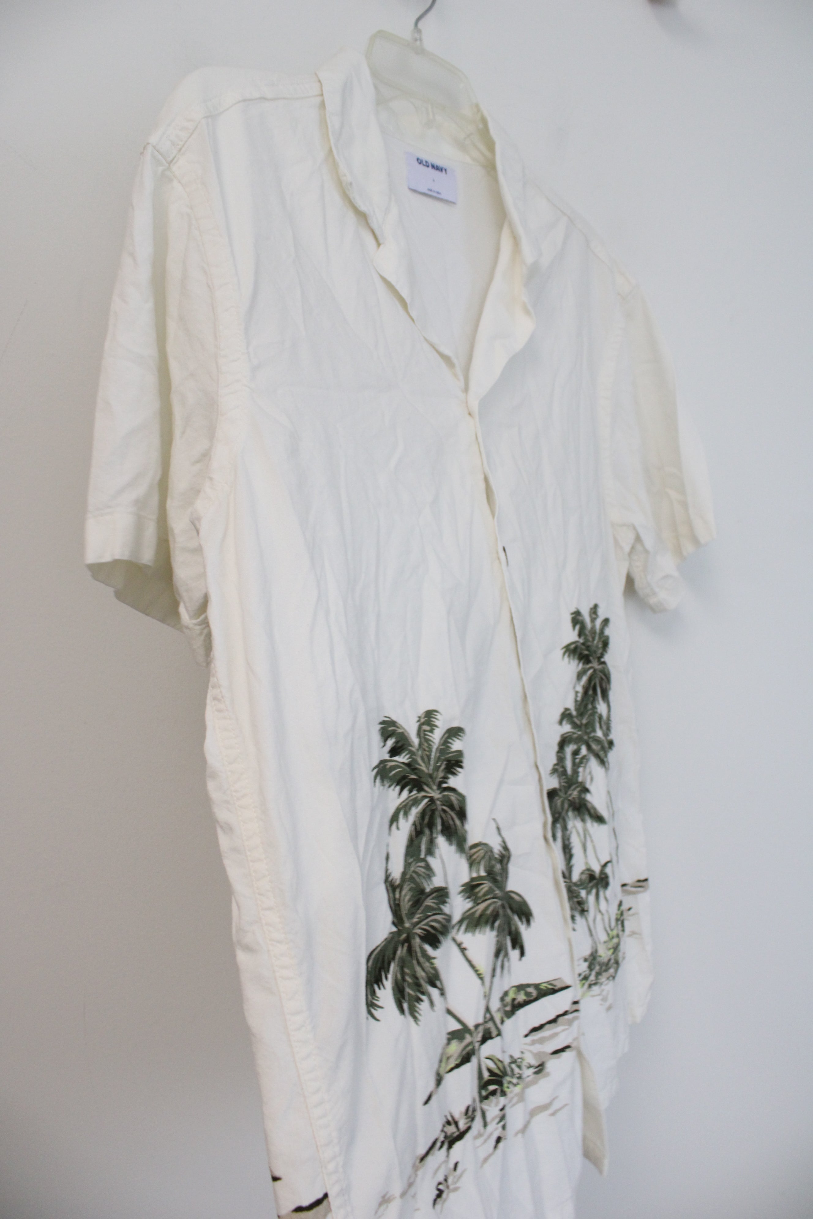 Old Navy White Tropical Shirt | L