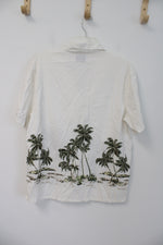 Old Navy White Tropical Shirt | L