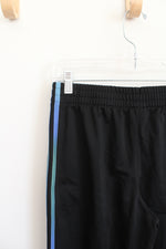 Adidas Black & Blue Green Striped Sweatpants | Youth 18/20