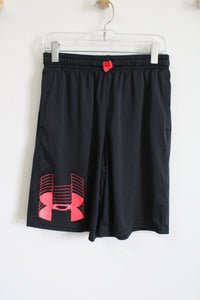 Under Armour Black & Red Logo Shorts | Youth L (14/16)