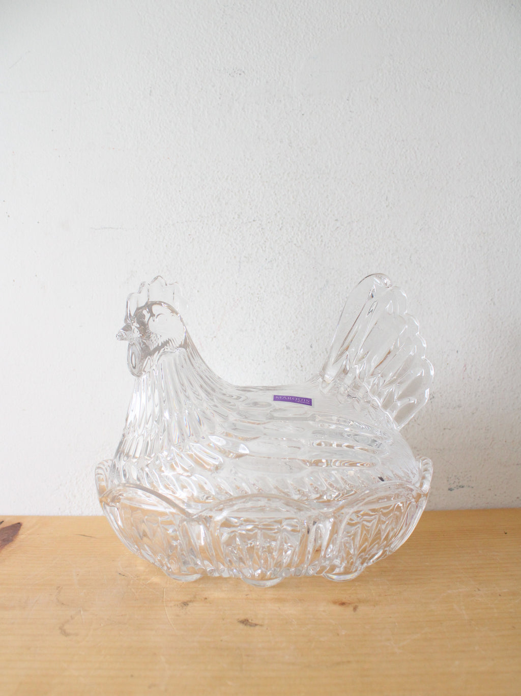 Marquis Waterford Crystal Clear Glass Hen On A Nest Covered Dish