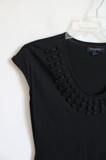 Banana Republic Black Jeweled Scoop Neck Top | S