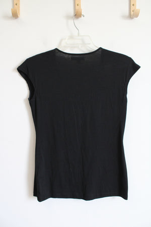 Banana Republic Black Jeweled Scoop Neck Top | S